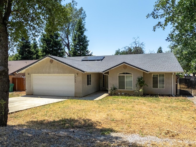 1706 Stanton Dr, Shasta Lake, CA 96019 - single story home with a garage, stucco siding, concrete driveway, and a shingled roof