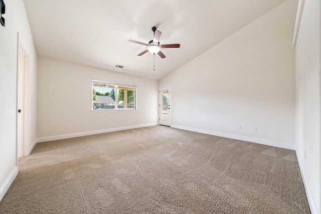 6552 Capitola Pl, Redding, CA 96001 - spare room with carpet, ceiling fan, baseboards, and vaulted ceiling