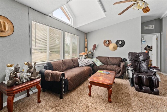 16605 Lassen Ave, Anderson, CA 96007 - carpeted living room with a ceiling fan and vaulted ceiling