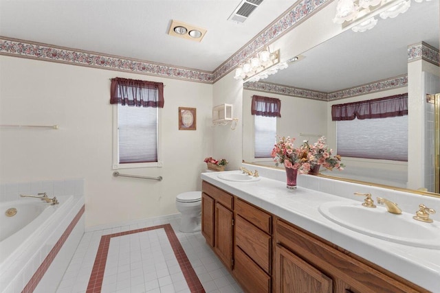 1366 Carla Cir, Redding, CA 96003 - bathroom featuring toilet, tile patterned flooring, a garden tub, and baseboards
