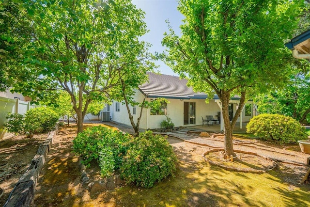 1366 Carla Cir, Redding, CA 96003 - rear view of property with a patio, stucco siding, and a tiled roof
