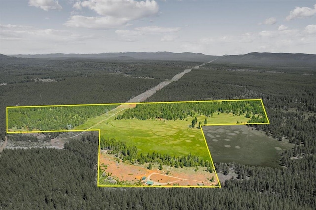 2125 Lava, Mccloud, CA 96057 - overview of rural landscape featuring mountains, a forest, and property boundaries highlighted