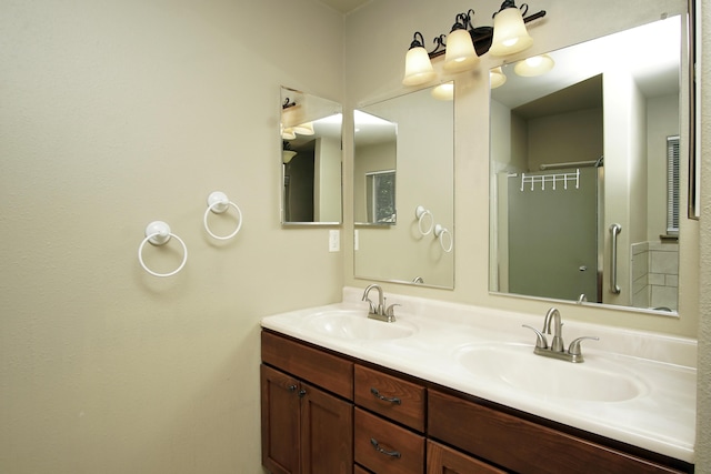 7289 Clarabelle Ln, Shingletown, CA 96088 - full bathroom with double vanity and a shower with door