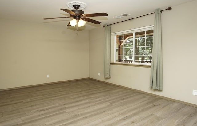 7289 Clarabelle Ln, Shingletown, CA 96088 - spare room featuring light wood finished floors, ceiling fan, and baseboards
