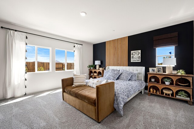 4148 Haleakala Ave, Redding, CA 96001 - carpeted bedroom featuring an accent wall