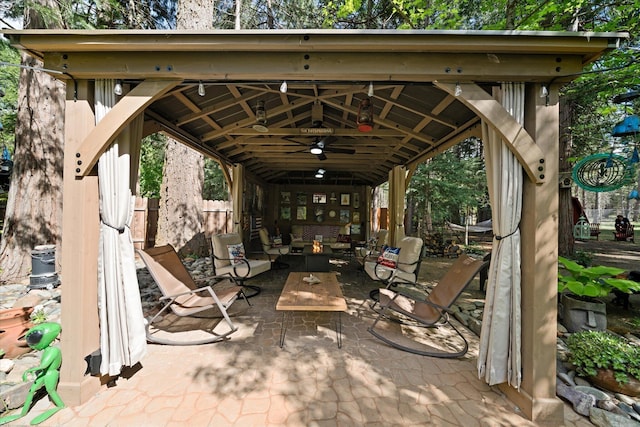 37189 Galena Cir, Burney, CA 96013 - view of patio with a ceiling fan and an outdoor living space