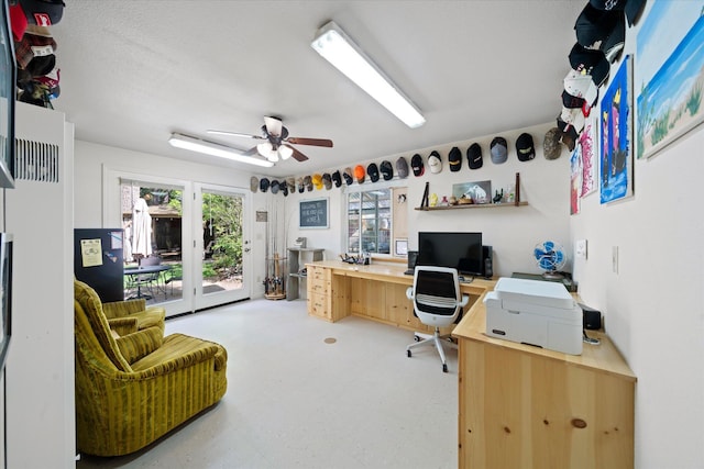 37189 Galena Cir, Burney, CA 96013 - home office featuring a ceiling fan and light floors