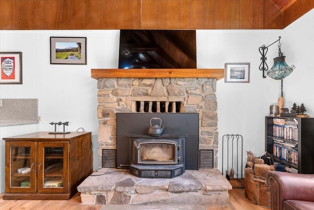 38290 Battle Creek Ave, Mineral, CA 96063 - detailed view of wood finished floors and a wood stove