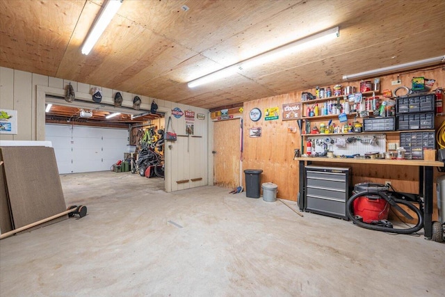 38290 Battle Creek Ave, Mineral, CA 96063 - garage with a workshop area and wood walls