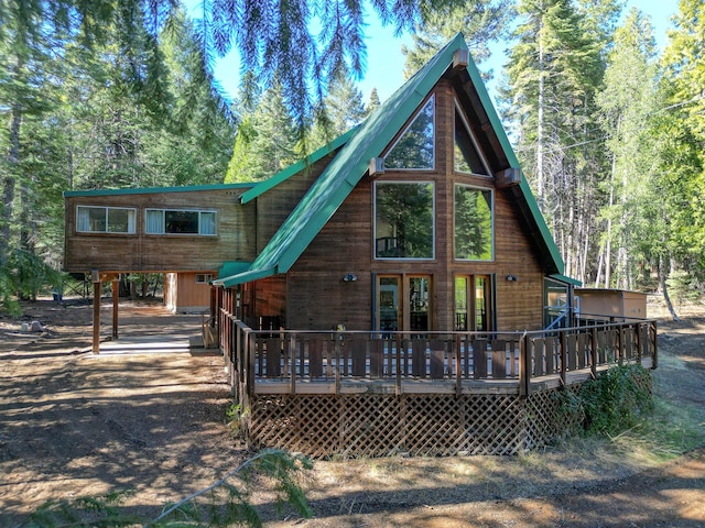 34836 Emigrant Trl, Shingletown, CA 96008 - rear view of property featuring a wooden deck