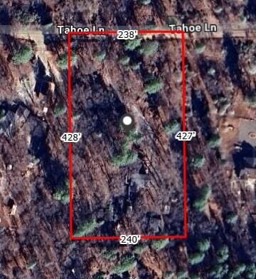 7372 Tahoe Ln, Shingletown, CA 96088 - map / location with property boundaries highlighted