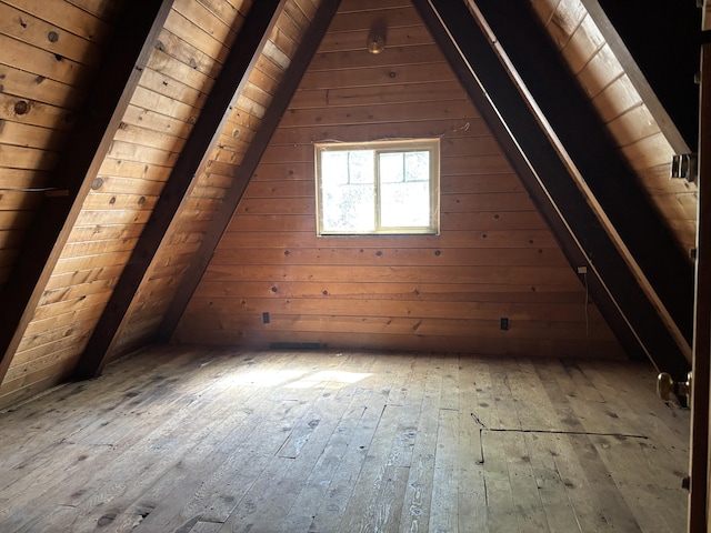 10473 Blue Mountain Ranch Rd, Whitmore, CA 96096 - additional living space featuring hardwood / wood-style flooring, wood ceiling, lofted ceiling, and wooden walls