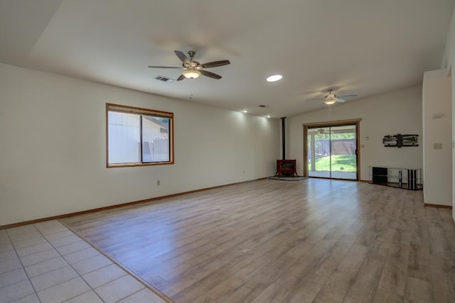 1922 Paris Ave, Redding, CA 96001 - unfurnished living room with ceiling fan, light wood finished floors, baseboards, and recessed lighting