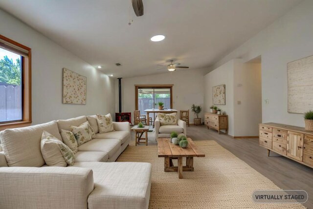 1922 Paris Ave, Redding, CA 96001 - living room featuring ceiling fan, light wood-type flooring, recessed lighting, and baseboards