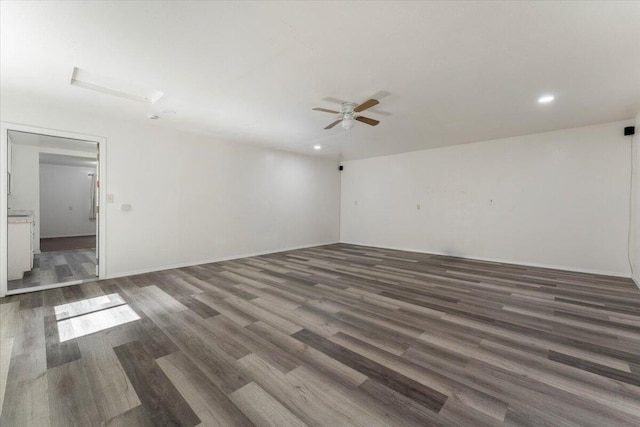 9279 Thatcher Mill Rd, Shingletown, CA 96088 - empty room with wood finished floors, ceiling fan, recessed lighting, and baseboards