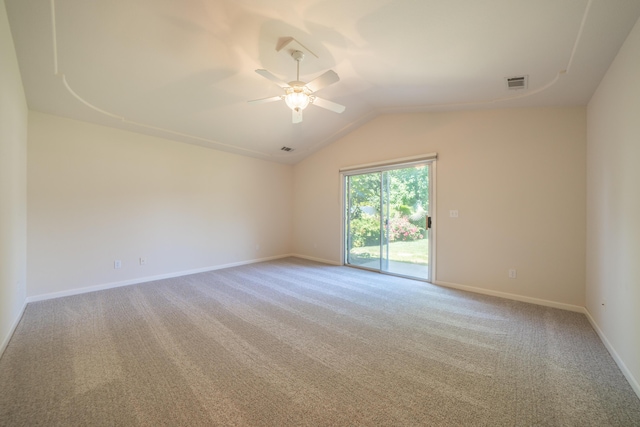 2184 Darsha Ln, Redding, CA 96003 - carpeted spare room featuring ceiling fan, baseboards, and lofted ceiling