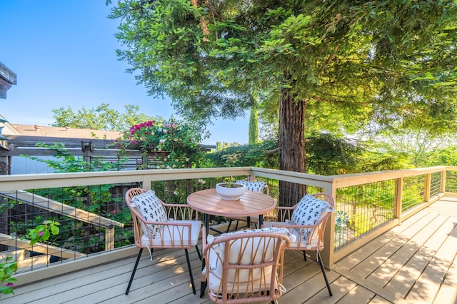 1163 Golden Gate Trl, Redding, CA 96003 - wooden deck with outdoor dining area