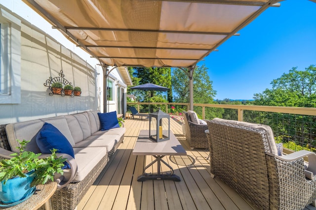 1163 Golden Gate Trl, Redding, CA 96003 - wooden deck with an outdoor hangout area