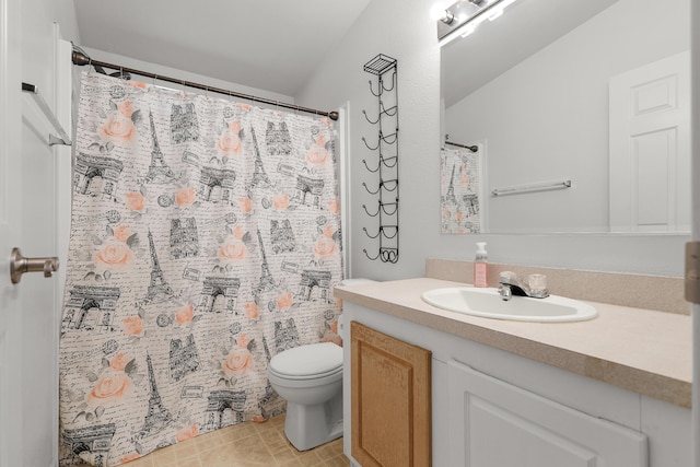 13955 Dusty Oaks Trl, Bella Vista, CA 96008 - full bath with vanity, toilet, and a shower with shower curtain