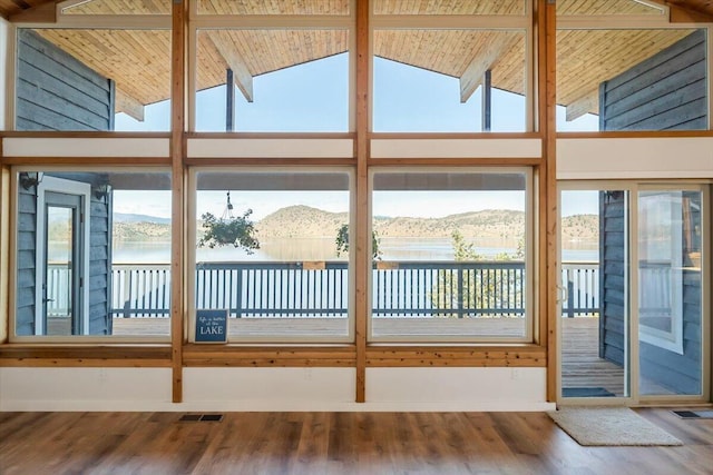 4740 Rainbow, Weed, CA 96094 - unfurnished sunroom featuring a water and mountain view