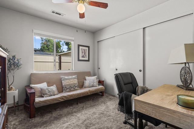 3608 Capricorn Way, Redding, CA 96002 - carpeted office featuring a ceiling fan