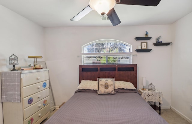 2654 Queens Way, Redding, CA 96001 - tiled bedroom with ceiling fan and baseboards