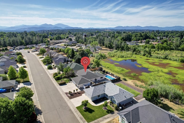 2654 Queens Way, Redding, CA 96001 - aerial view of residential area with a water and mountain view