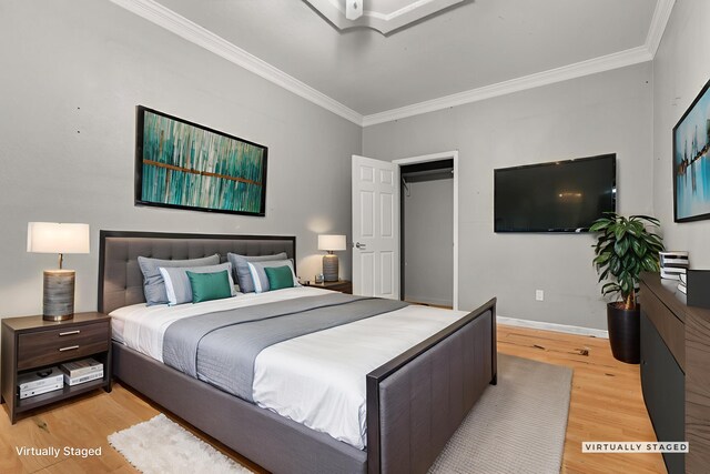 3262 Camellia St, Anderson, CA 96007 - bedroom with crown molding, light wood finished floors, and baseboards