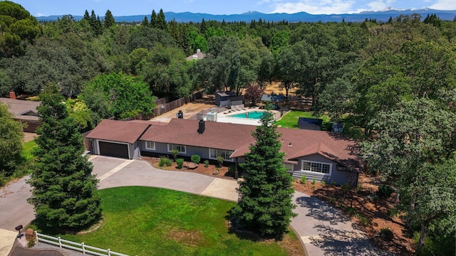 4223 Alta Mesa Dr, Redding, CA 96002 - view from above of property featuring a forest and mountains