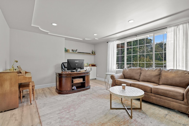 4223 Alta Mesa Dr, Redding, CA 96002 - living room featuring wood finished floors, baseboards, and recessed lighting