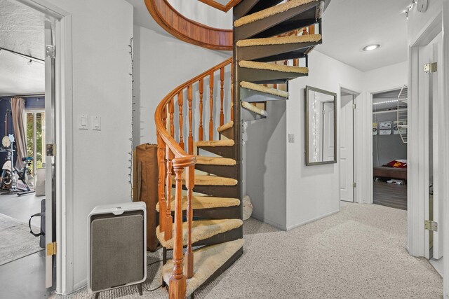 3330 Scenic Dr, Redding, CA 96001 - stairs with carpet flooring and baseboards