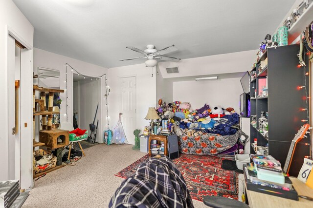 3330 Scenic Dr, Redding, CA 96001 - carpeted bedroom with a ceiling fan