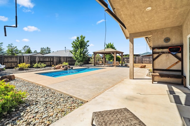 3126 Chaucer Way, Shasta Lake, CA 96019 - view of pool with a gazebo, a patio area, and a fenced backyard