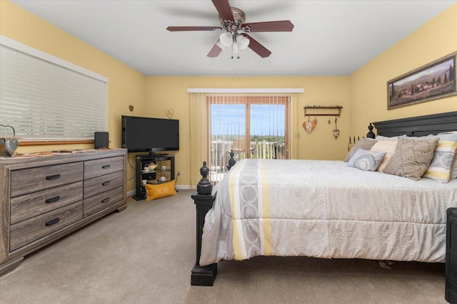 21350 Wilcox Rd, Red Bluff, CA 96080 - carpeted bedroom featuring access to outside and ceiling fan