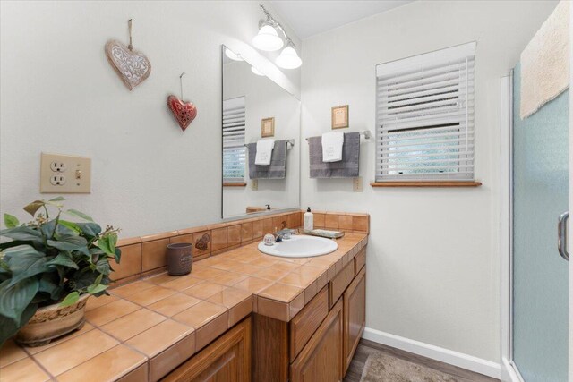 21350 Wilcox Rd, Red Bluff, CA 96080 - bathroom with vanity and an enclosed shower