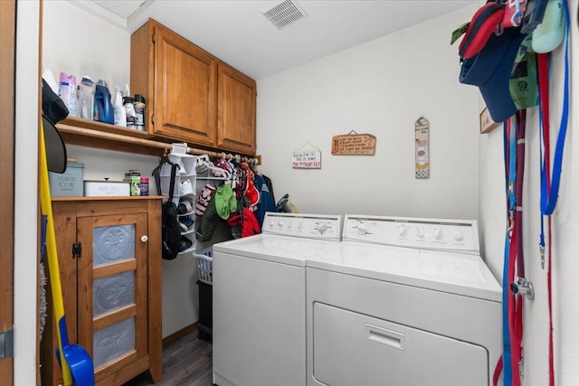 21350 Wilcox Rd, Red Bluff, CA 96080 - laundry room with washer and dryer, cabinet space, and wood finished floors