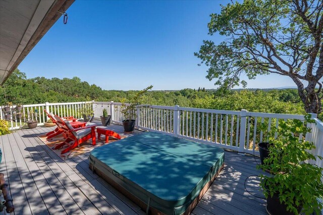 21350 Wilcox Rd, Red Bluff, CA 96080 - wooden deck featuring a forest view