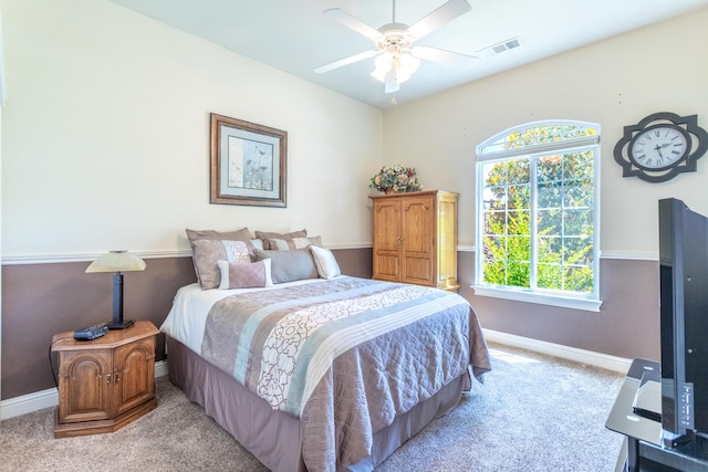 2830 Montana Sky Dr, Redding, CA 96002 - bedroom with light colored carpet, baseboards, and a ceiling fan