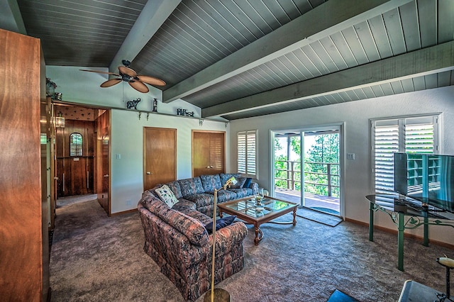 19370 Mountain Maple Rd, Lakehead, CA 96051 - living area featuring carpet, baseboards, and a ceiling fan
