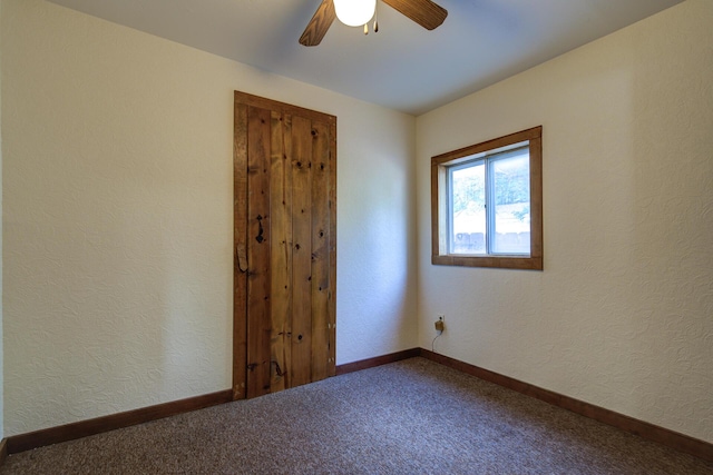 2915 Rockabye Ln, Redding, CA 96002 - unfurnished room featuring a textured wall, carpet flooring, ceiling fan, and baseboards