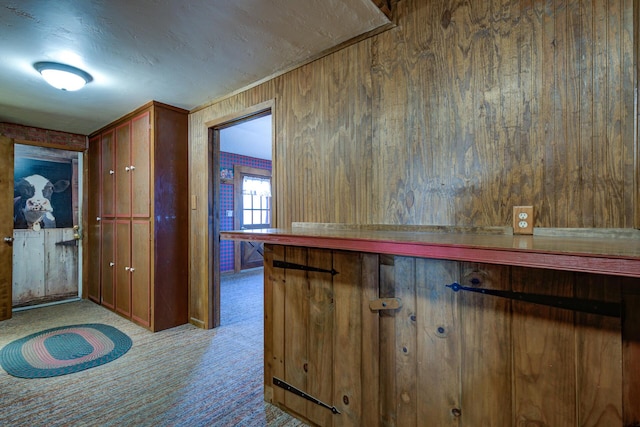 2915 Rockabye Ln, Redding, CA 96002 - entrance foyer featuring carpet floors and wooden walls