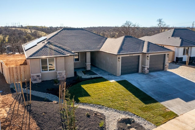 20171 Solomon Peak Dr Lot 20, Anderson, CA 96007 - ranch-style house featuring an attached garage, stucco siding, stone siding, and concrete driveway