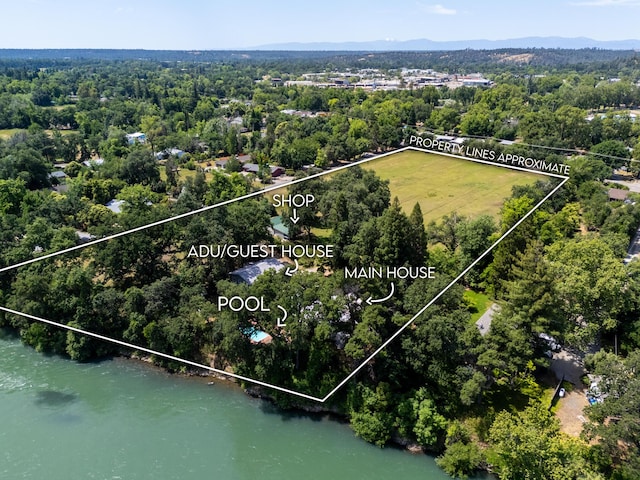 2940 Felstet Ln, Redding, CA 96001 - view of property location with property parcel outlined and a large body of water