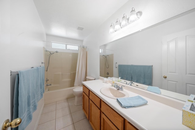 1626 French Lace Ln, Redding, CA 96003 - full bathroom with shower / tub combo, vanity, toilet, and tile patterned flooring