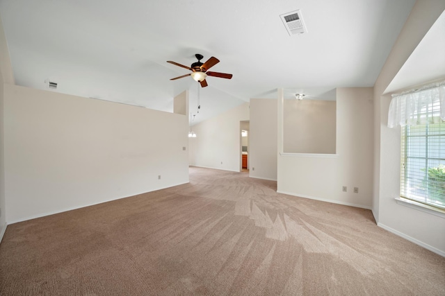 1626 French Lace Ln, Redding, CA 96003 - unfurnished room featuring light carpet, a ceiling fan, lofted ceiling, and baseboards