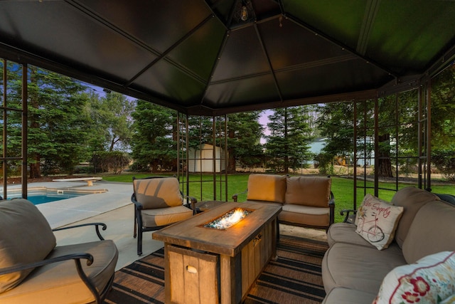 15947 Butterfield Ln, Anderson, CA 96007 - view of patio featuring an outdoor living space with a fire pit and an outdoor pool