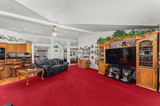 15947 Butterfield Ln, Anderson, CA 96007 - living room with ceiling fan, carpet flooring, and recessed lighting