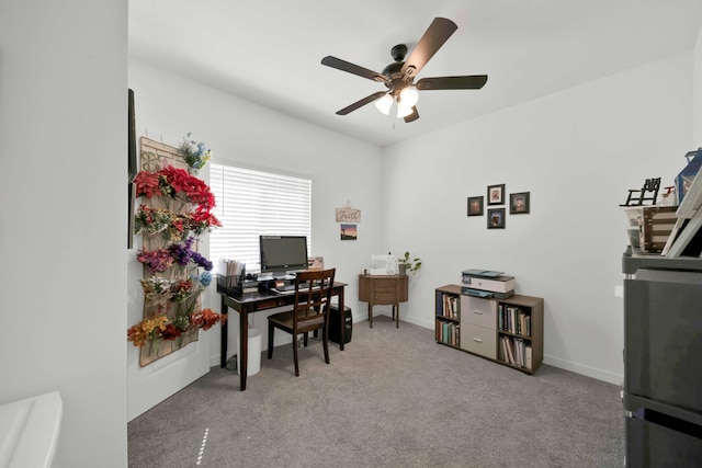 2764 Austere Ave, Redding, CA 96003 - home office with ceiling fan, light colored carpet, and baseboards