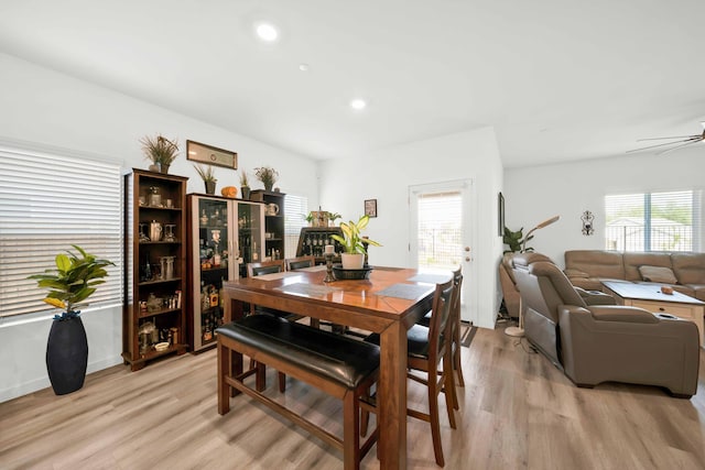 2764 Austere Ave, Redding, CA 96003 - dining area with plenty of natural light, light wood-style floors, ceiling fan, and recessed lighting