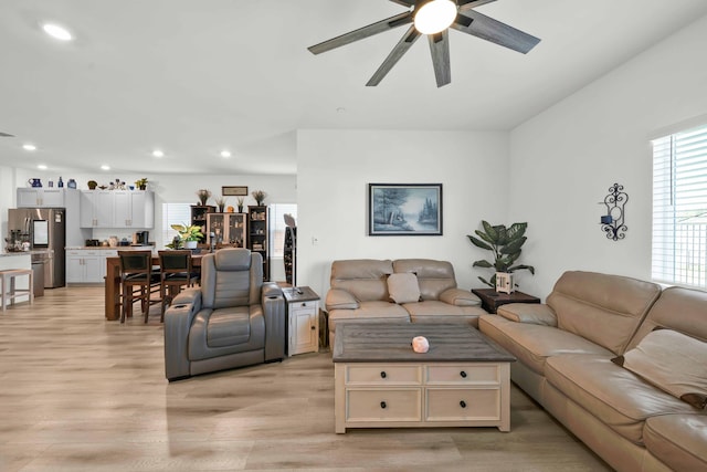 2764 Austere Ave, Redding, CA 96003 - living area with a ceiling fan, recessed lighting, and light wood-style floors